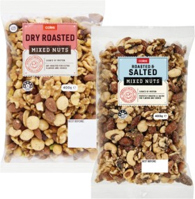 Coles-Dry-Roasted-or-Roasted-Salted-Mixed-Nuts-400g-Pack on sale