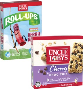 Uncle+Tobys+Muesli+Bars+145g-185g+or+Roll+Ups+94g