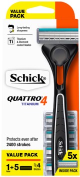 Schick-Quattro-4-Titanium-Razor-Kit-with-5-Refill-Blades-1-Each on sale