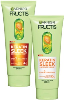 NEW-Garnier-Fructis-Keratin-Sleek-Shampoo-or-Conditioner-200mL on sale