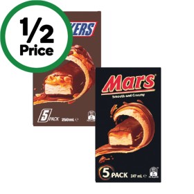 Mars-or-Snickers-Frozen-Dessert-Bars-220-250ml-Pk-5 on sale
