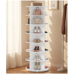 7+Tier+Shoe+Rack+Tower+360+Rotating+Book+Storage+Lazy+Susan+Display+Rack
