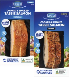 Tassal-Hot-Smoked-Salmon-Natural-or-Peppercorn-150g on sale