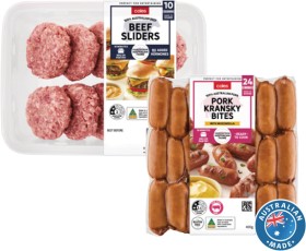 Coles+Entertaining+Pork+Kransky+Bites+400g+or+Beef+Sliders+500g