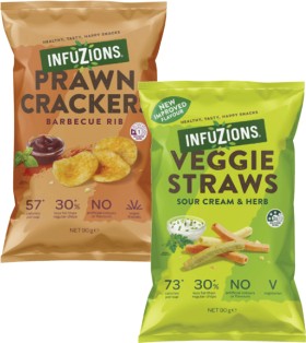 Infuzions-Veggie-Straws-or-Prawn-Crackers-90g on sale