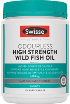 Swisse+Ultiboost+Odourless+High+Strength+Wild+Fish+Oil+Capsules+200+Pack