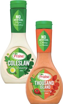 Praise-Dressing-330mL on sale
