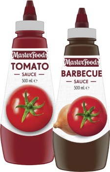 MasterFoods-Squeeze-Tomato-or-Barbecue-Sauce-475mL-500mL on sale