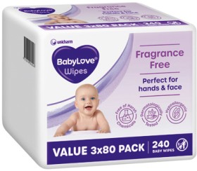 BabyLove+Fragrance+Free+Baby+Wipes+Value+3x80+Pack