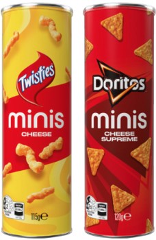 Twisties-Cheese-Minis-115g-Doritos-Cheese-Supreme-Corn-Chips-Minis-Canister-120g-or-Red-Rock-Deli-Style-Crackers-135g-Selected-Varieties on sale