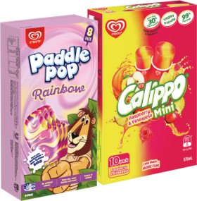 Streets-Calippo-Mini-10-Pack-Paddle-Pop-or-Cyclone-Ice-Block-8-Pack-Selected-Varieties on sale