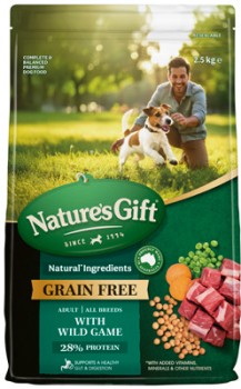 NEW+Nature%26rsquo%3Bs+Gift+Grain+Free+Adult+Dry+Dog+Food+With+Wild+Game+2.5kg