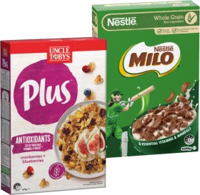 Uncle+Tobys+Plus+Cereal+620%E2%80%91705g+or+Nestle+Milo+Cereal+535%E2%80%91620g+Selected+Varieties