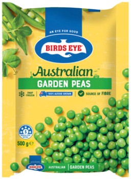 Birds-Eye-Australian-Garden-Peas-Sliced-Green-Beans-or-Corn-Kernels-500g on sale