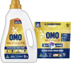 OMO-Ultimate-Laundry-Liquid-2-Litre-Laundry-Powder-2kg-or-Capsules-28-Pack-Selected-Varieties on sale