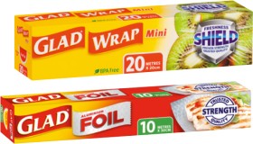 Glad+Aluminium+Foil+10m%26times%3B30cm+or+Glad+Wrap+Mini+20m%26times%3B20cm