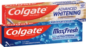 Colgate-Advanced-Whitening-or-MaxFresh-Cool-Mint-Toothpaste-120200g-Selected-Varieties on sale