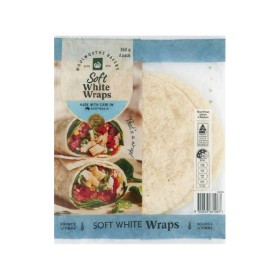 Woolworths-White-or-Wholemeal-Wraps-360g-Pk-8 on sale