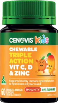 Cenovis-Kids-Chewable-Triple-Action-Vit-C-D-Zinc-60-Tablets on sale
