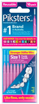 Piksters+Interdental+Brushes+Size+1+Purple+10+Pack