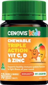 Cenovis+Kids+Chewable+Triple+Action+Vit+C%2C+D+%26amp%3B+Zinc+60+Tablets