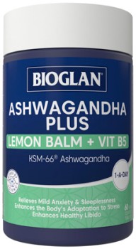 Bioglan-Ashwagandha-Plus-Lemon-Balm-Vit-B5-60-Capsules on sale