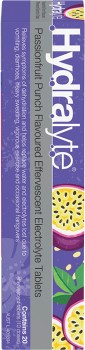 Hydralyte-Effervescent-Electrolyte-20-Tablets-Passionfruit-Punch-Flavour on sale
