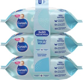 Curash-Simply-Water-Wipes-3-x-80-Pack on sale