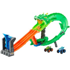 Mattel-Hot-Wheels-Monster-Trucks-Sharks-Vs-Dinos-Dragon-Destruction-Playset on sale