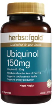 Herbs-of-Gold-Ubiquinol-150mg-30-Capsules on sale