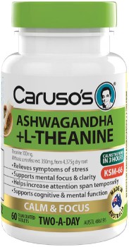NEW+Caruso%26rsquo%3Bs+Carusos+Ashwagandha+%2B+L-Theanine+60+Tablets