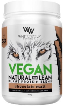 White+Wolf+Nutrition+Vegan+Natural%2BLean+Protein+Chocolate+Malt+900g
