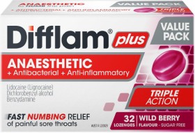 Difflam-Plus-Anaesthetic-Sore-Throat-Lozenges-Berry-32-Value-Pack on sale