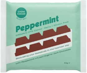 Chow-Cacao-Dark-Chocolate-Block-Peppermint-60g on sale