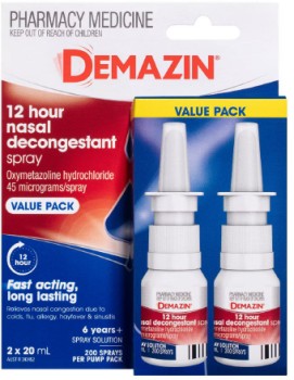 Demazin-12-Hour-Relief-Nasal-Decongestant-Spray-2-x-20ml-Value-Pack on sale