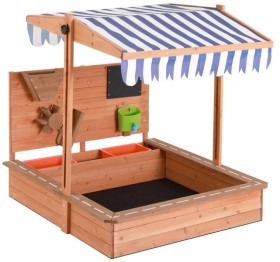 Keezi-Kids-112cm-x-110cm-x-110cm-Wooden-Sandpit-with-Canopy on sale