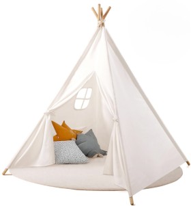 PP-Kids-Portable-IndoorOutdoor-Teepee-Play-Tent-with-Mat-in-White on sale