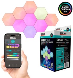 Arlec+Grid+Connect+Smart+9+Hexagon+Panel+Lights+with+Razer+Chroma+RGB