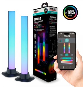 Arlec-Grid-Connect-Smart-Desk-Lights-with-Razer-Chroma-RGB-Twin-Pack on sale