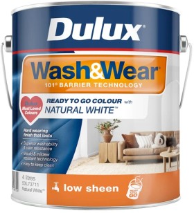Dulux+Interior+Paint+Wash%26amp%3BWear+Low+Sheen+Natural+White%26trade%3B+Ready+To+Go+Colour+-+4L