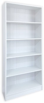 Practa-800mm-5-Tier-Bookcase-in-White on sale