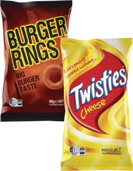 Twisties-Burger-Rings-or-Cheetos-65g-90g on sale