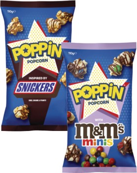 Poppin+M%26amp%3BMs+or+Snickers+Popcorn+110g