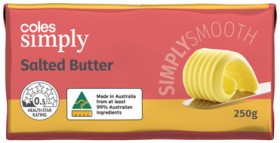 Coles-Simply-Butter-250g on sale