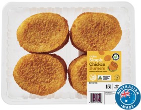 Coles+Simply+RSPCA+Approved+Chicken+Burgers+Plain+12+Pack+1.2kg