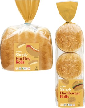 Coles-Simply-Hamburger-or-Hotdog-Rolls-6-Pack-450g-540g on sale
