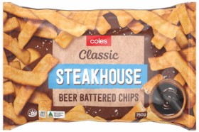 Coles-Classic-Steakhouse-Beer-Battered-Chips-750g on sale