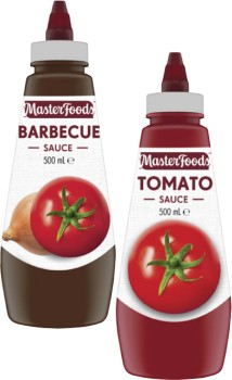 MasterFoods+Squeeze+Tomato+or+Barbecue+Sauce+475mL-500mL