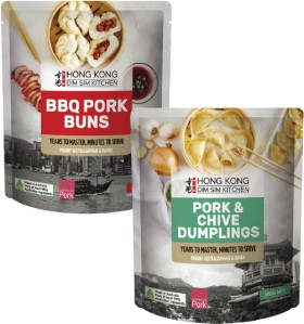 Hong-Kong-Dim-Sim-Kitchen-Pork-Chive-Dumplings-or-BBQ-Pork-Buns-300g on sale