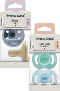 Tommee+Tippee+Ultralight+Soother+0-6+Months+or+Breast+Like+Soother+6-18+Months+2+Pack